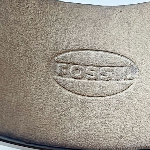 Fossil Leather metal cuff bracelet watch Vintage. - Picture 6 of 11